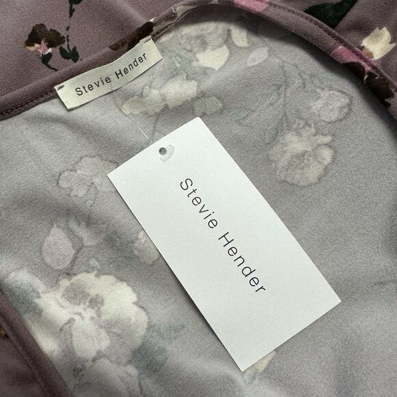 New Stevie Hender Mauve Floral Faux Wrap Dress Soft 3/4 Sleeve Boho Size L - Picture 8 of 9